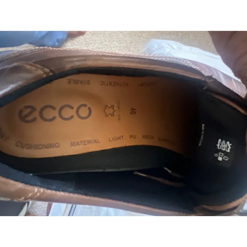 ECCO Helsinki Mens Brown Leather Bike Toe Oxford Dress‎ Shoes Size 46 US 12-12.5